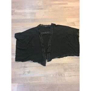 Staccato small women's black with lace accent kimono cardigan